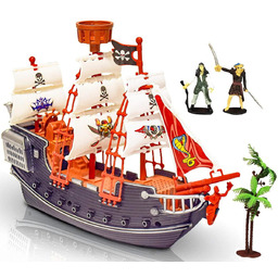 OKRĘT PIRACKI STATEK PIRACI PIRAT ŁÓDŹ + FIGURKI