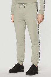 GUESS Zielone męskie spodnie dresowe z lampasami New