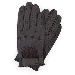 Rękawiczki samochodowe męskie ze skóry licowej ciemny brąz