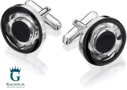 Srebrne spinki do mankietów z węglem i kryształem