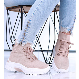 Wysokie wsuwane trampki damskie na platformie Khaki beżowe