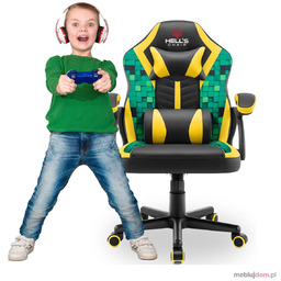 Fotel gamingowy HC-1001 KIDS Ekoskóra Czarny + żółty