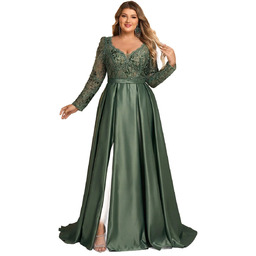 ZIELONA SUKNIA ŚLUBNA PLUS SIZE Z HAFTEM