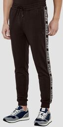 GUESS Brązowe męskie spodnie dresowe z lampasami New