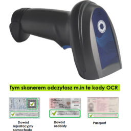 Przewodowy skaner kodów OCR MRZ dowód osobisty paszport