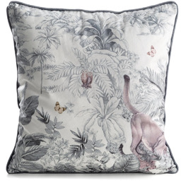 Poszewka welwetowa w szare liście z lamówką JA137-54