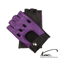 Fioletowe rękawiczki skórzane - bez palców