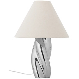 Bloomingville - Lampa stołowa Silva, kamionka, len, srebrna