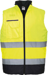 PORTWEST S267 DWUKOLOROWY OCIEPLACZ OSTRZEGAWCZY; ŻÓŁTY/GRANATOWY