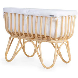 CHILDHOME Rattanowe łóżeczko z materacem, 90x50 cm, prostokątne