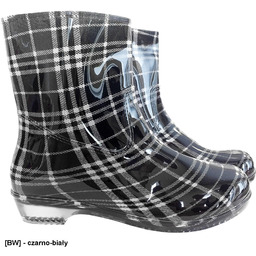 BTDKCHECK - Buty damskie krótkie typu kalosz CHECK