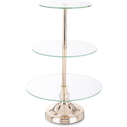 Patera taca metalowa szkło złota 3 poziomy 45x30x30