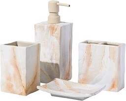 RQYIXI Ceramiczny zestaw akcesoriów łazienkowych, kompletny 4-częściowy styl