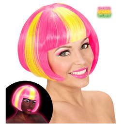 Neonowo żółta z różowymi pasemkami peruka Valentina