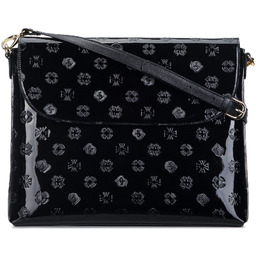 Damska listonoszka z metalicznej skóry lakierowanej duża czarna