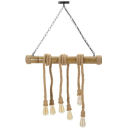 Lampa wisząca Mauro Ferretti Bambus/Lina, 6 punktów świetlnych,