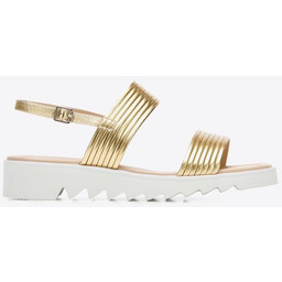 Damskie sandały z szerokimi paskami na platformie złote