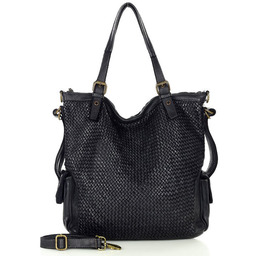 Miejska torebka skórzana z regulowanymi rączkami shopper vintage