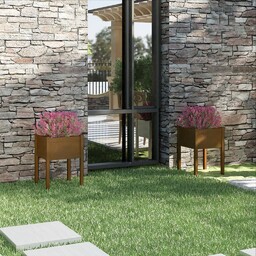 vidaXL Donice ogrodowe, 2 szt., miodowy brąz, 50x50x70