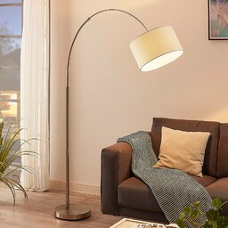 Lampa stojąca Lindby Railyn, biały, tkanina, 200cm, E27