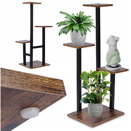 Kwietnik stojący metalowy na 4 doniczki z kwiatami