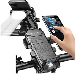 Uchwyt rowerowy na telefon 4w1 lampka LED T6