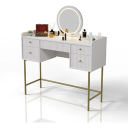 TOALETKA KOSMETYCZNA Z LUSTREM LED DO MAKIJAŻU WIZAŻU