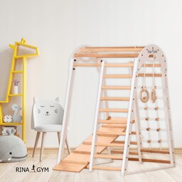 Trójkąt gimnastyczny Biały Drewniany wspinaczkowy Rinagym sprzęt sportowy