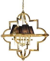 LAMPA WISZĄCA złota ze stali nierdzewnej-materiałowy abażur