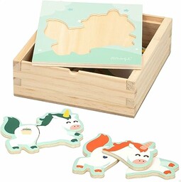 ColorBaby- WOOMAX-Mr Wonderful-Drewniana Puzzle Jednorożec +24 m-19 sztuk,