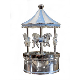 Pozytywka karuzela z konikami srebrna dekoracyjna prezent
