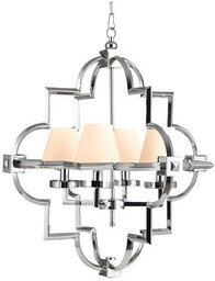 LAMPA WISZĄCA srebrna ze stali nierdzewnej-materiałowy biały abażur