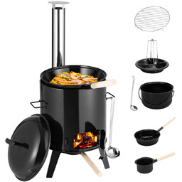 GRILL KOCIOŁEK MYŚLIWSKI EMALIOWANY PIECYK GARNEK NA GULASZ