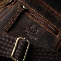 Plecak na jedno ramię brązowy skórzany vintage PAOLO