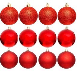 CHRISTMAS DECORATION Bombki Set 6 cm Czerwony (12