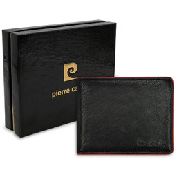 Pierre Cardin, Portfel skórzany męski, Tumble 324, czarny/czerwony,