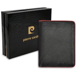 Pierre Cardin, Portfel skórzany męski, Tumble 326, czarny/czerwony,