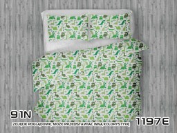 Karo Pościel bawełniana 140x200 1197E biała Dinozaury zielone