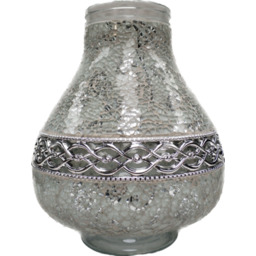 Znicz witraż Karafa decor DECOR3 36 cm biało-srebrny