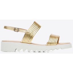 Damskie sandały z szerokimi paskami na platformie złote