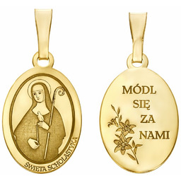 Medalik srebrny Ag 925 pozłacany Św. Scholastyka MDC066G