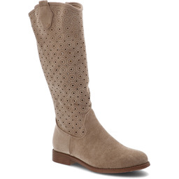 S.Barski Beżowe Kozaki Ażurowe Obuwie Damskie