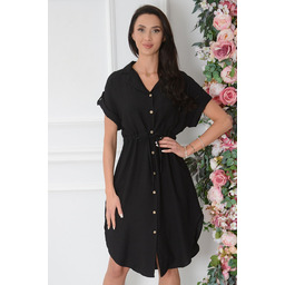 Sukienka szmizjerka z troczkiem czarna Ayla