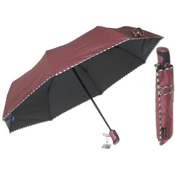 Parasol damski pełny automat bordo metalic