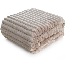 Koc pluszowy tłoczony beżowy KFL-01