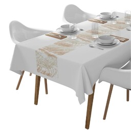 Detexpol Bieżnik obrus 45x140 biały beżowy liście 4138