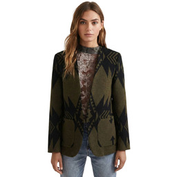 Marynarka damska Desigual Ikat narzutka wełniana oliwkowa-S
