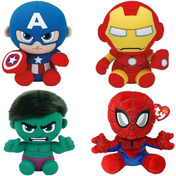 Ty Marvel Asortyment 4 superbohaterów, Spiderman, Iron Man,