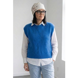 Sweter damski bez rękawów moher niebieski miękki Italy