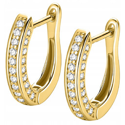 Złote Kolczyki Podkowy z Cyrkoniami Podkowa Białe Kryształki